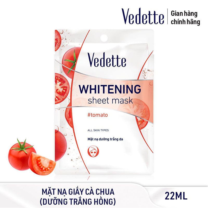 Mặt nạ giấy trắng da Vedette Cà chua 22ml
